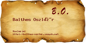 Balthes Oszlár névjegykártya