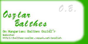 oszlar balthes business card